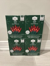  4 NEW Holiday Time 100 RED Mini LED Christmas Lights Strand GREEN Wire