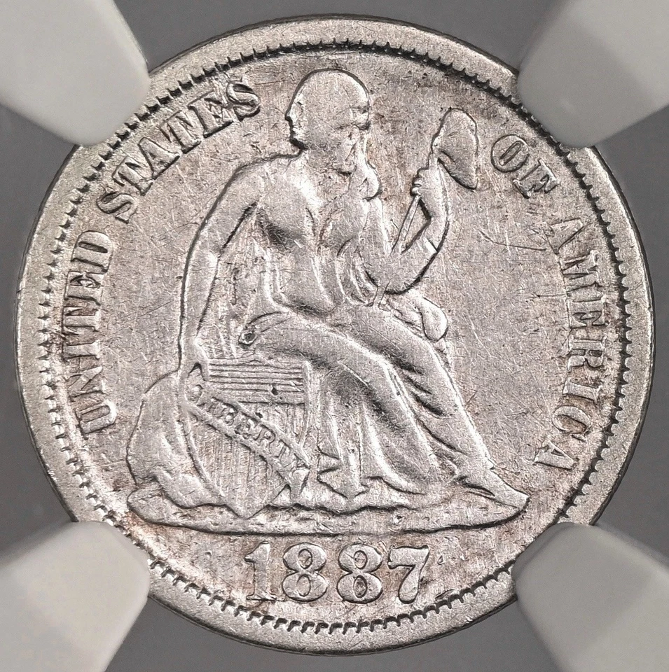 1887  10C SEATED LIBERTY SILVER DIME NGC  XF DETAILS "CLEANED"  #8404751-011 - Image 2 of 4