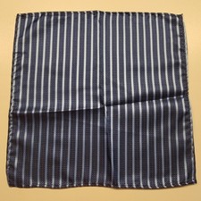 Pocket Square 100 Silk Handkerchief Blue Striped Wedding Vintage