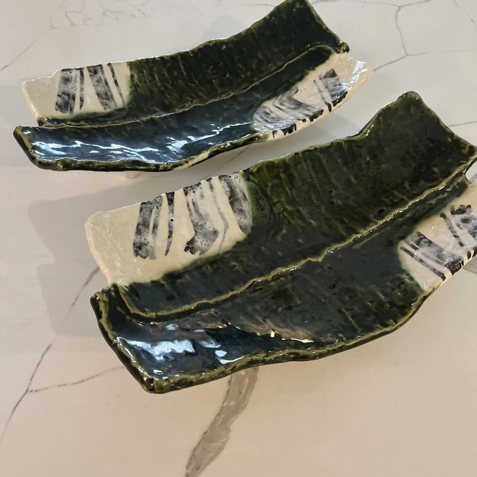 Plato largo japonés Mino Ware tamaño grande Sashimi Tenpura Sushi Japón Foto 2 de 4