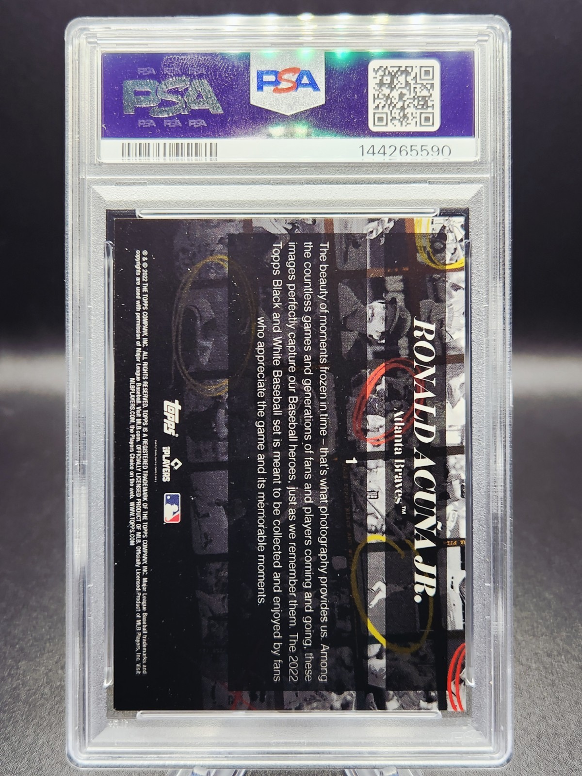 2022 Topps B&W Ronald Acuna Jr. PSA 9 MINT Background Color /49 #1 Braves view 3