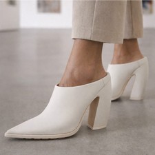 Bottega Veneta Tex Leather Mule Sea Salt White Eu 37 Us 7 100mm Italy