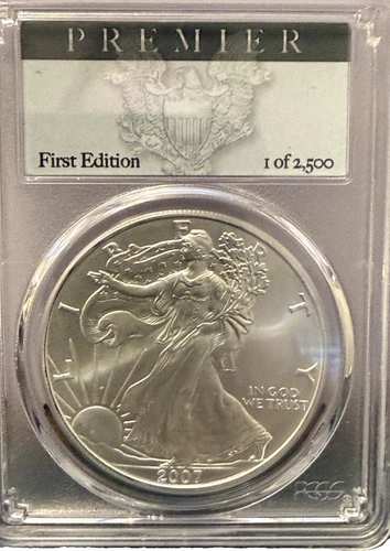 2007 Premier $1 American Silver Eagle MS70 PCGS.   First Edition "One of 2500"
