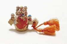 Wooden Kinugawa Lucky Mallet Seven Gods Mini Kokeshi Figurines Showa Retro Charm