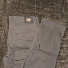 Dockers Men's Gray Casual Pants 5-Pocket Design Logo Button Accents