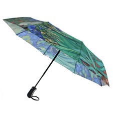Women's Van Gogh Irises Auto Open Compact Umbrella Rain Sun Gift