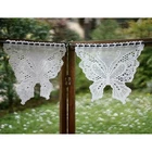 PAIR OF CURTAINS MADE CROCHET 33x27 cm Butterflies