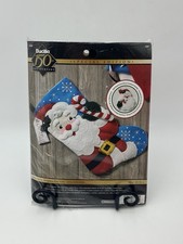 Bucilla Christmas Special Edition 150th Anniv Hello Santa Felt Stocking Kit New