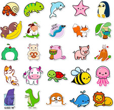 Cute Animal Stickers, 50Pcs Vinyl Waterproof for Water Bottles, Laptops, Scra...
