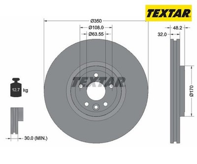 2pcs Brake Disc PRO+ TEXTAR 92308105 for Jaguar XE XF