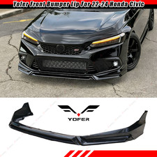 For 22-2024 Honda Civic 11th Yofer Glossy Black Pearl Front Bumper Lip Splitter