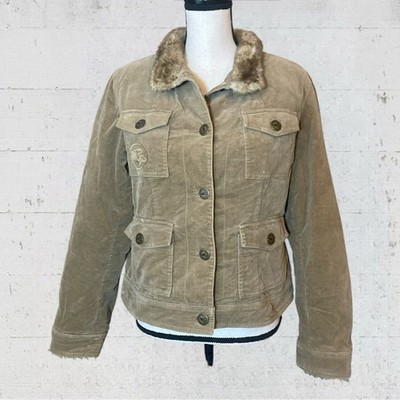VTG Y2K Esprit Velveteen & Faux Fur Utility Jacket Retro Boho Earthy Size L