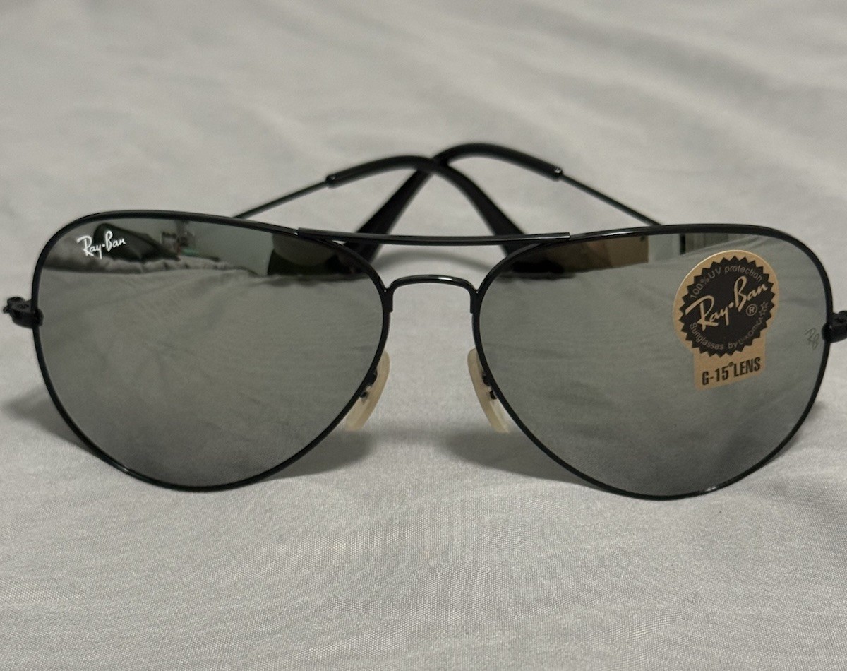Ray-Ban Aviator RB3026 Silver Mirrored Lenses Sunglasses Black