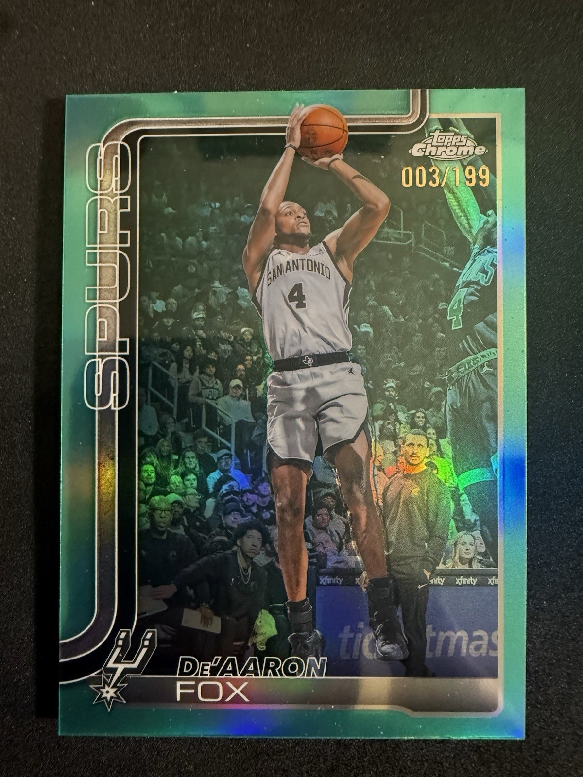 2025-26 Topps Chrome Update - De'Aaron Fox #233 Aqua Refractor /299 Spurs