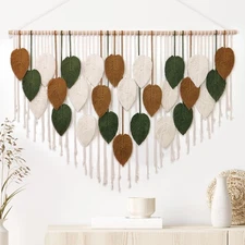 KHOYIME Large Macrame Wall Hanging Boho Woven 51.5"W x 33.5"L 