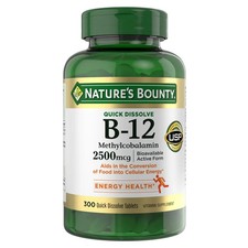 Nature  s Bounty Vitamin B-12 2500mcg Quick Dissolve Tablets Energy 300ct