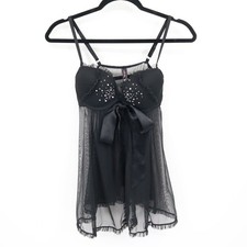 Victoria's Secret Embellished Lingerie Womens 36B Black Whimsigoth Fairy Grunge