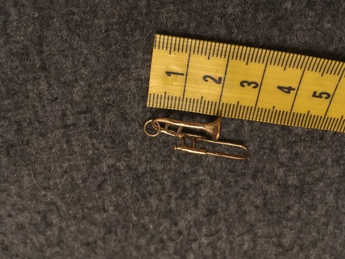 VINTAGE 9 kt MASSIVER GOLD CHARM ANHÄNGER POSAUNE MUSIKINSTRUMENT 3,67 g - Bild 3 von 3