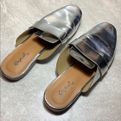 Qupid Silver Metallic Mules Women's Size 5.5 | eBay