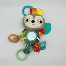Bright Starts Playful Pals Sloth Gray Teether Rattle Crinkle Baby Activity Toy
