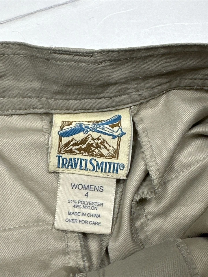 Pantalones cortos de senderismo TravelSmith para mujer talla 4 (medida 24x7) beige cintura elástica Foto 4 de 4