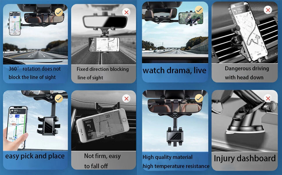 360° Car Phone Holder Rotatable And Retractable Rearview Mirror Mount Universal 360° Car Phone Holder Rotatable And Retractable Rearview Mirror Mount Universal