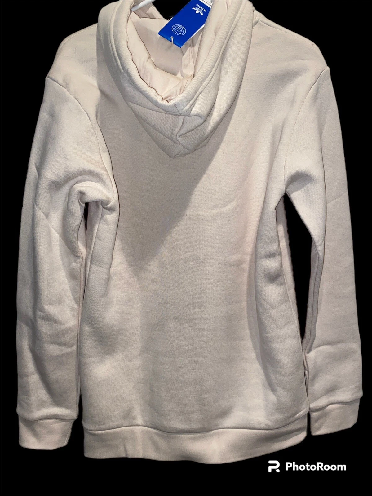 OFF WHITE Felpa Adidas Essential con cappuccio uomo piccola panna nera tre righe logo nuova con etichetta