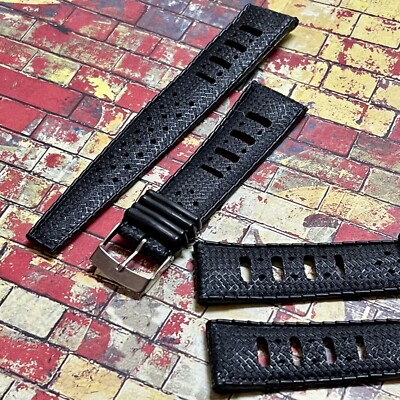 2 soft rubber 20mm vintage dive watch straps waffle finish $69.99 NOS 1960s/70s 