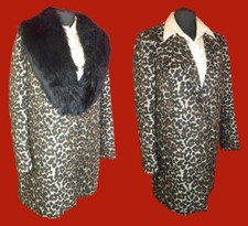 Myleene Klass Faux Fur Removable Collared Leopard Animal Print Coat Uk 16 Eu 44