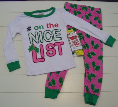 Sweet N Sassy 2 Pc # On The Nice List Cotton Snug Fit Christmas Pajamas Sz 4