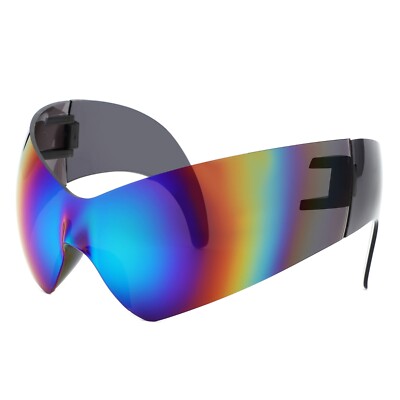Rimless Oversized Modern Sunglasses - Color Pop Curved Unisex Sun Glasses