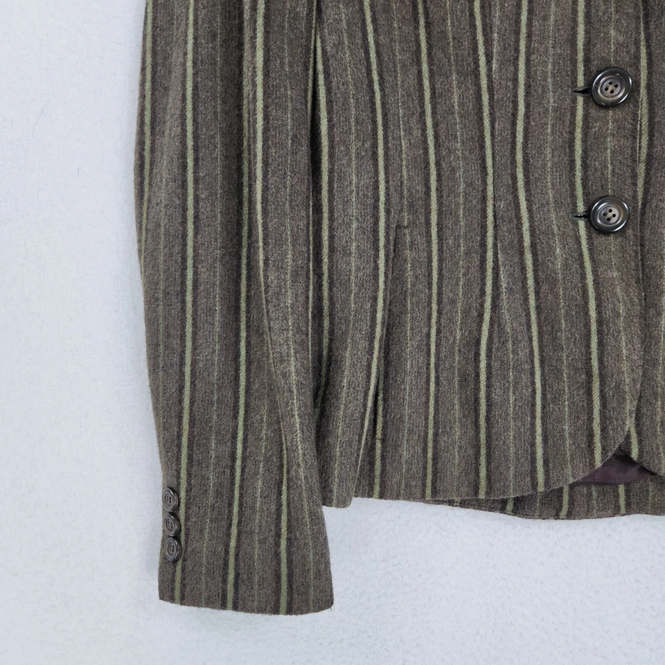 Chaqueta Etcetera Mujer 2 Rayas Verdes Blazer Mezcla Lana De Colección Tres Botones Foto 3 de 4