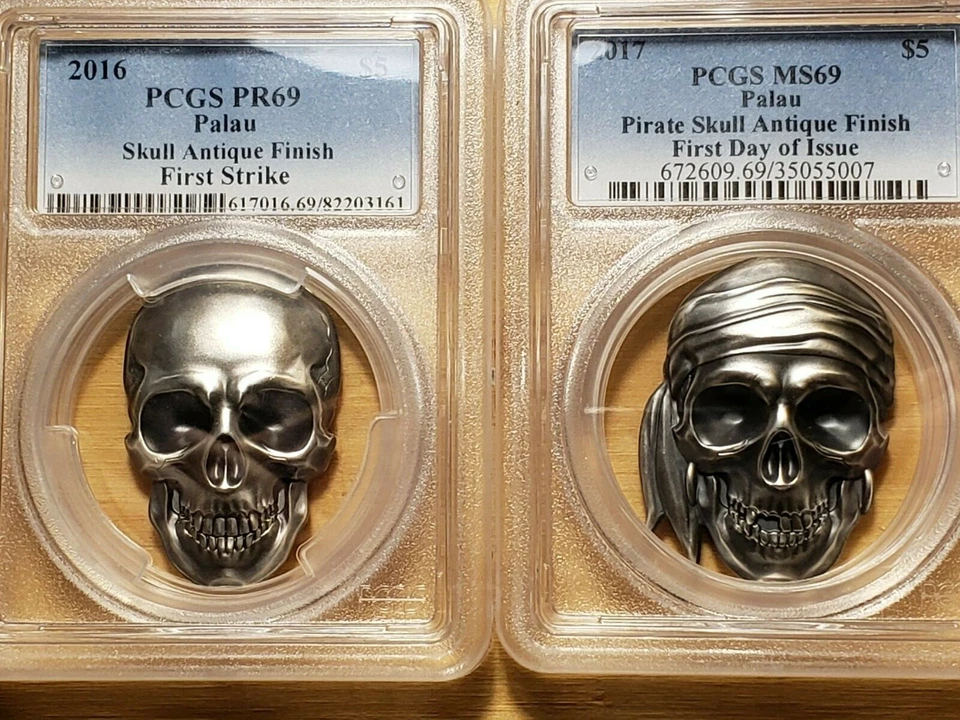 2016-2019 Palau 1 oz Silver & 0.5 g Gold & Lunar Skull 10 Coin Set PCGS MS 70 - Image 4 of 4