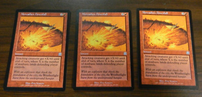 MTG Mercadian Masques Red Uncommon Mercadia's Downfall x3 Unplayed - NM Cond
