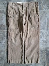 VTG Eddie Bauer Corduroy Pants 38x27 Cargo Pockets Wide Leg Khaki Brown Short