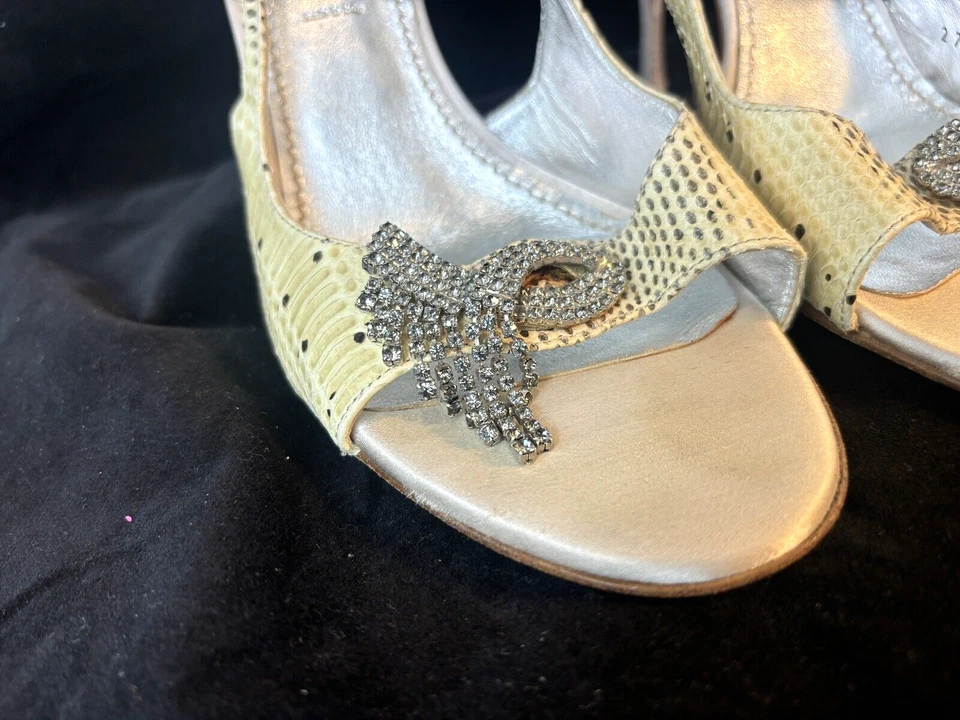 Casadei Italia Mujer Joyas 9 1/2 B Tacones Serpiente Cuero Repujado Crudo Satinado Foto 4 de 4