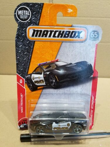 Matchbox '14 Corvette Stingray Polizeiauto, neu/gekrempelt  - Bild 1 von 3