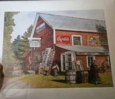 1998 Scafa / ModernArt Coca-Cola Print, Red Barn, Antiques, 8 x 10 Litho U.S.A.