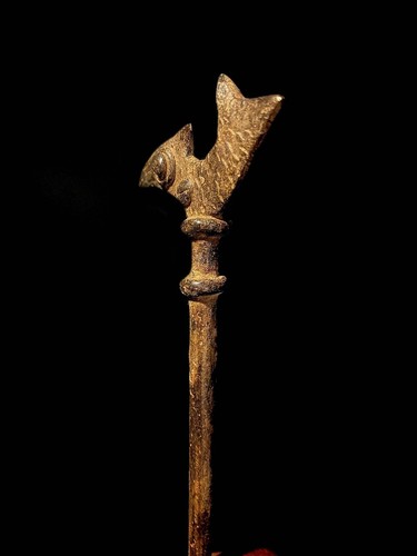 African Hairpin African Tribal Brass Hand Carved Vintage Wal Wax Casting-4859 - Picture 10 of 12