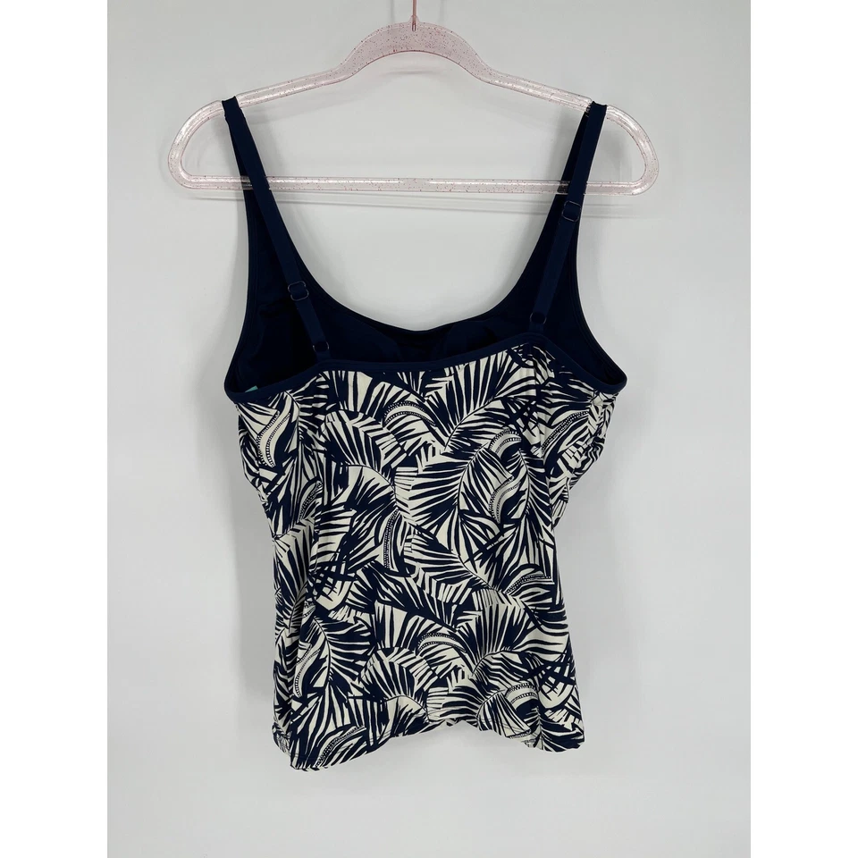 Top de natación Beach House Tankini estampado de palmeras tazas acolchadas negro blanco talla 14 Foto 4 de 4
