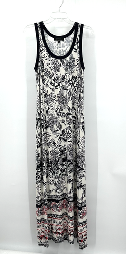KAREN KANE maxi tank dress sleeveless knit floral casual beach vacation L