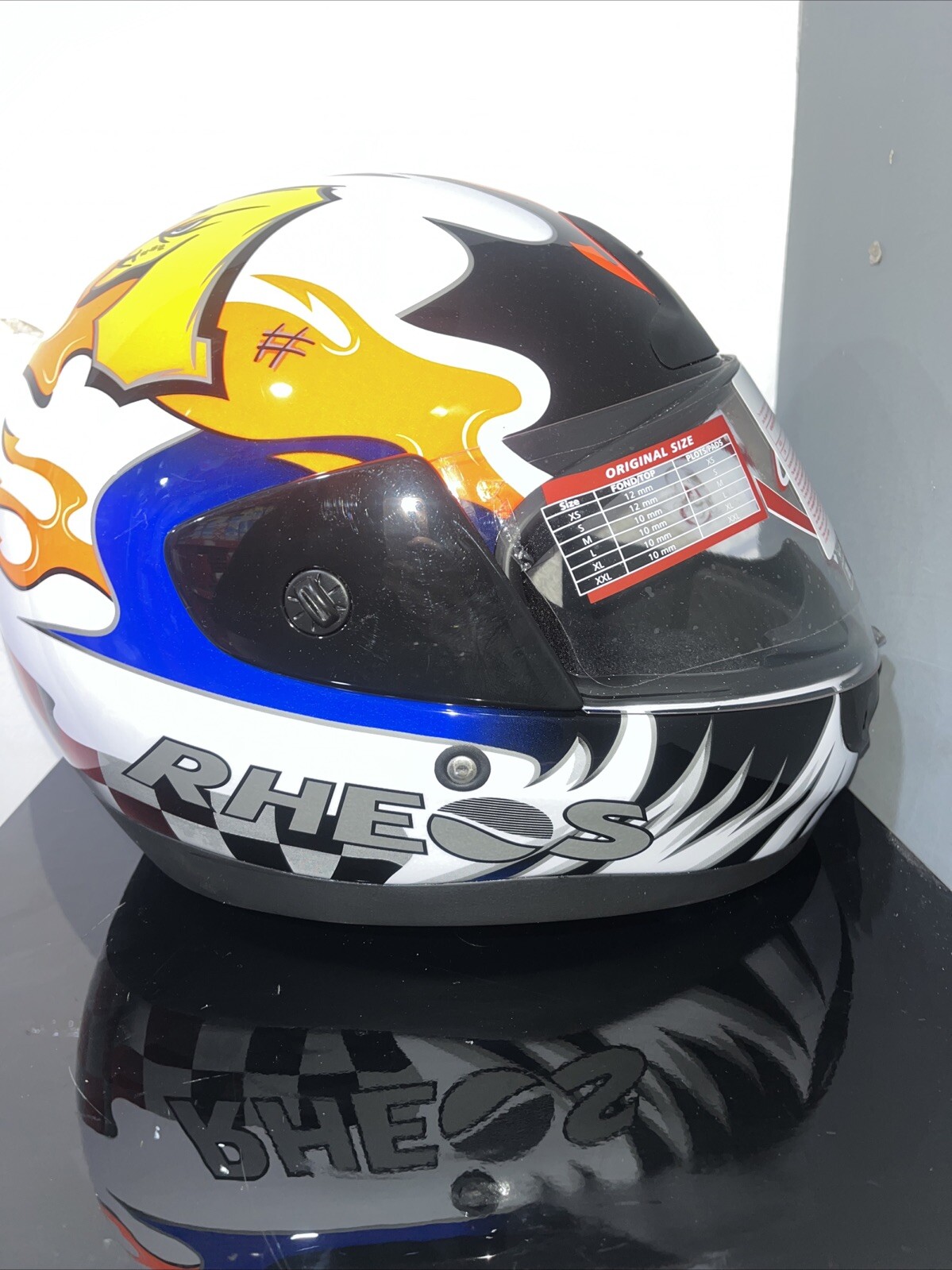 Retro Honda Rheos HRX Full Face helmet (Size Small) (Black White Orange) image 6