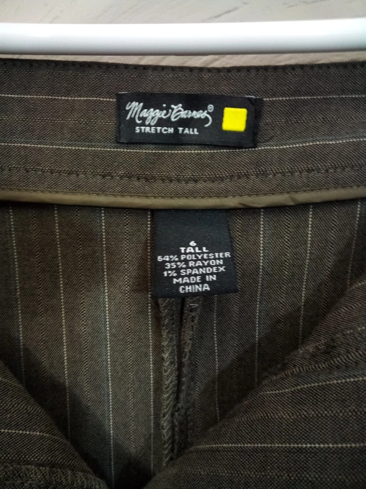 Maggie Barnes Womens Size 6 Tall Brown Pinstripe Stretch Dress Pants - Image 3 of 4