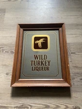 Vintage Mirror WILD TURKEY LIQUEUR Pub Bar Man-Cave Sign Framed Print 19.5"x15"