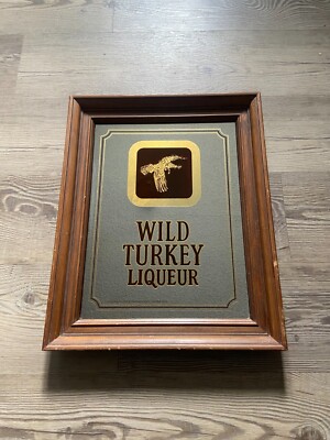 Vintage Mirror WILD TURKEY LIQUEUR Pub Bar Man-Cave Sign Framed Print 19.5''x15''