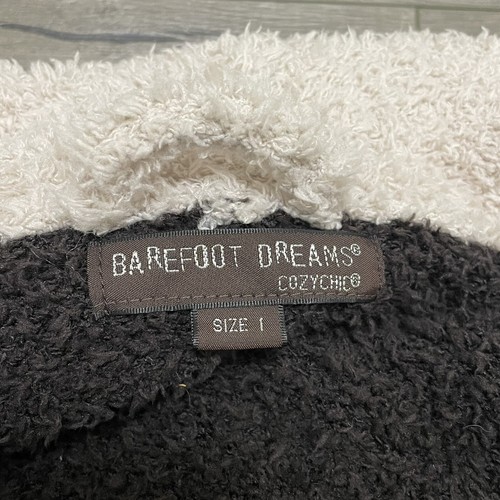 Barefoot Dreams Cozy Chic Two Tone Short Robe Sz 1 Style 549 Brown Beige Pockets - Picture 9 of 11