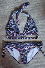 Teen 2 Piece Bathing Suit Xhilaration Size Medium Polka Dot Halter Bikini Cute