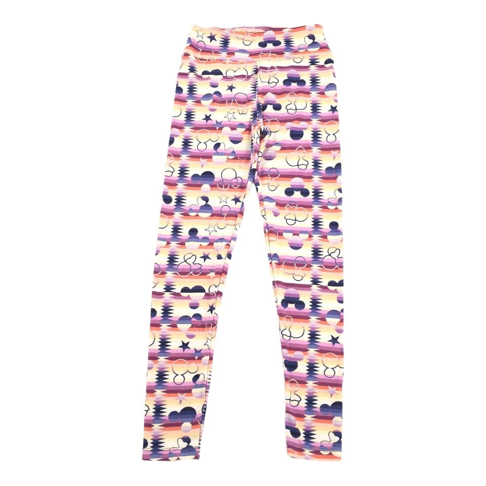 RARO LuLaRoe Boho Mickey Minnie Mouse Leggings Talla Única Amarillo Postre Puesta de Sol Foto 2 de 4