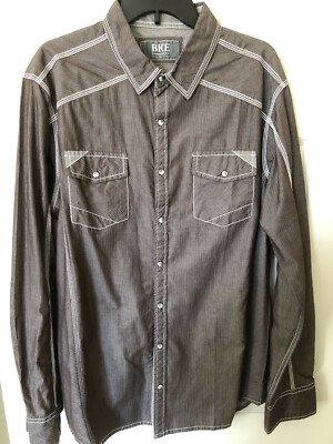 Men's Buckle BKE Snap Button Long Sleeve Shirt XL Lightweight