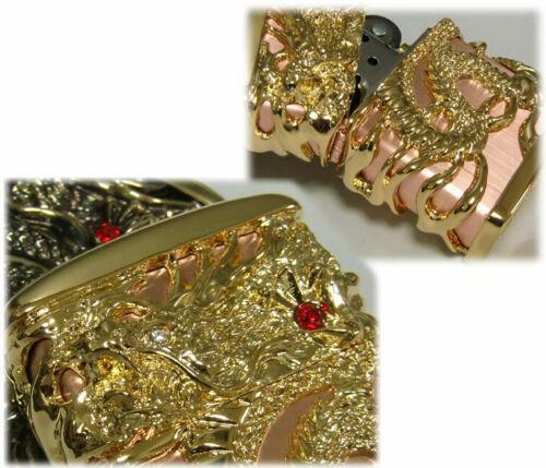 Zippo Accendino Drago Giacca Full Metal Placca Oro Scatola Nera Originale Giappone Nuova - Foto 6 di 10